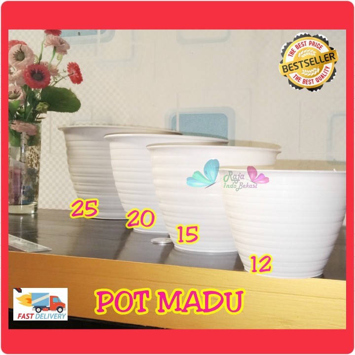 Pot Tawon  21 Cm Putih / Pot Madu 25 - Pot Plastik Bunga Tawon Bulat - Bukan Pot Kw Lebah