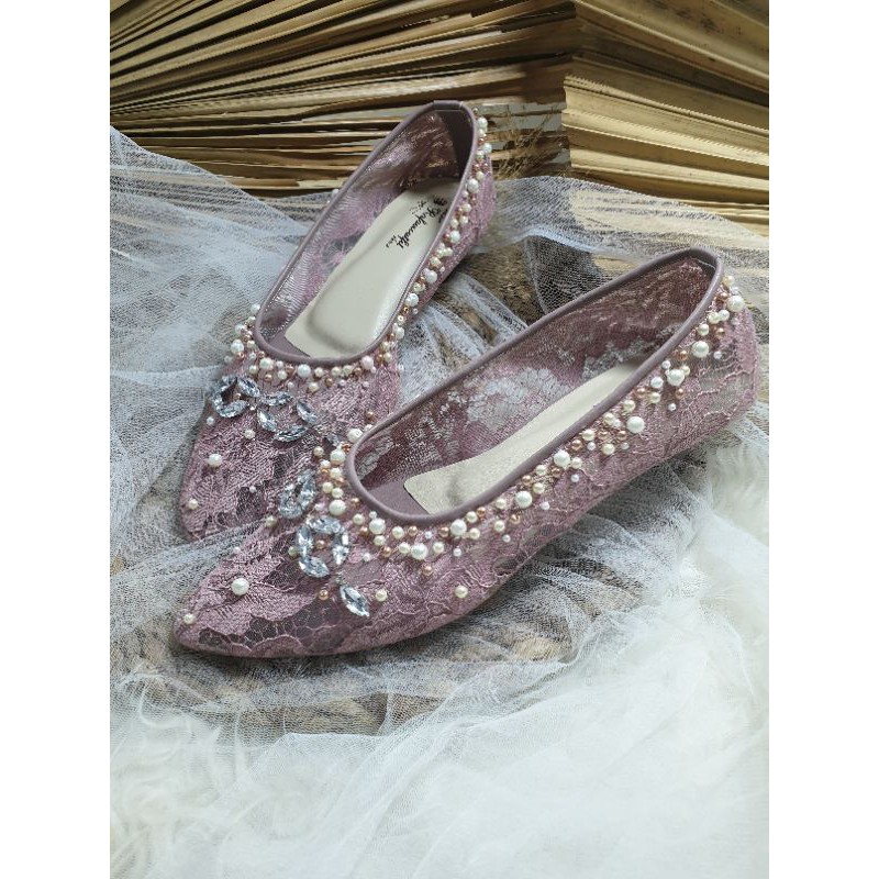 sepatu mauve cantil diamont warna lilac tinggi 3cm