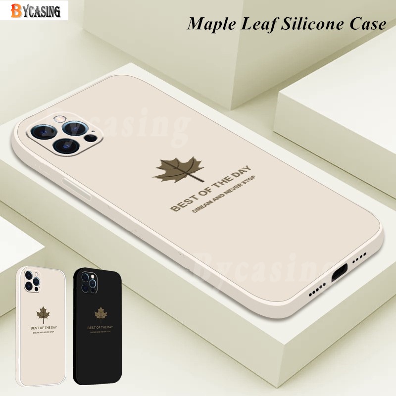 Luxury Square Soft Phone Case for iPhone 12 Pro Max 12 Mini iPhone11 Pro XR iPhone 6 6S 7 8 Plus iPhone XS Cases Silicone Maple Leaf Shockproof Back Cover BY