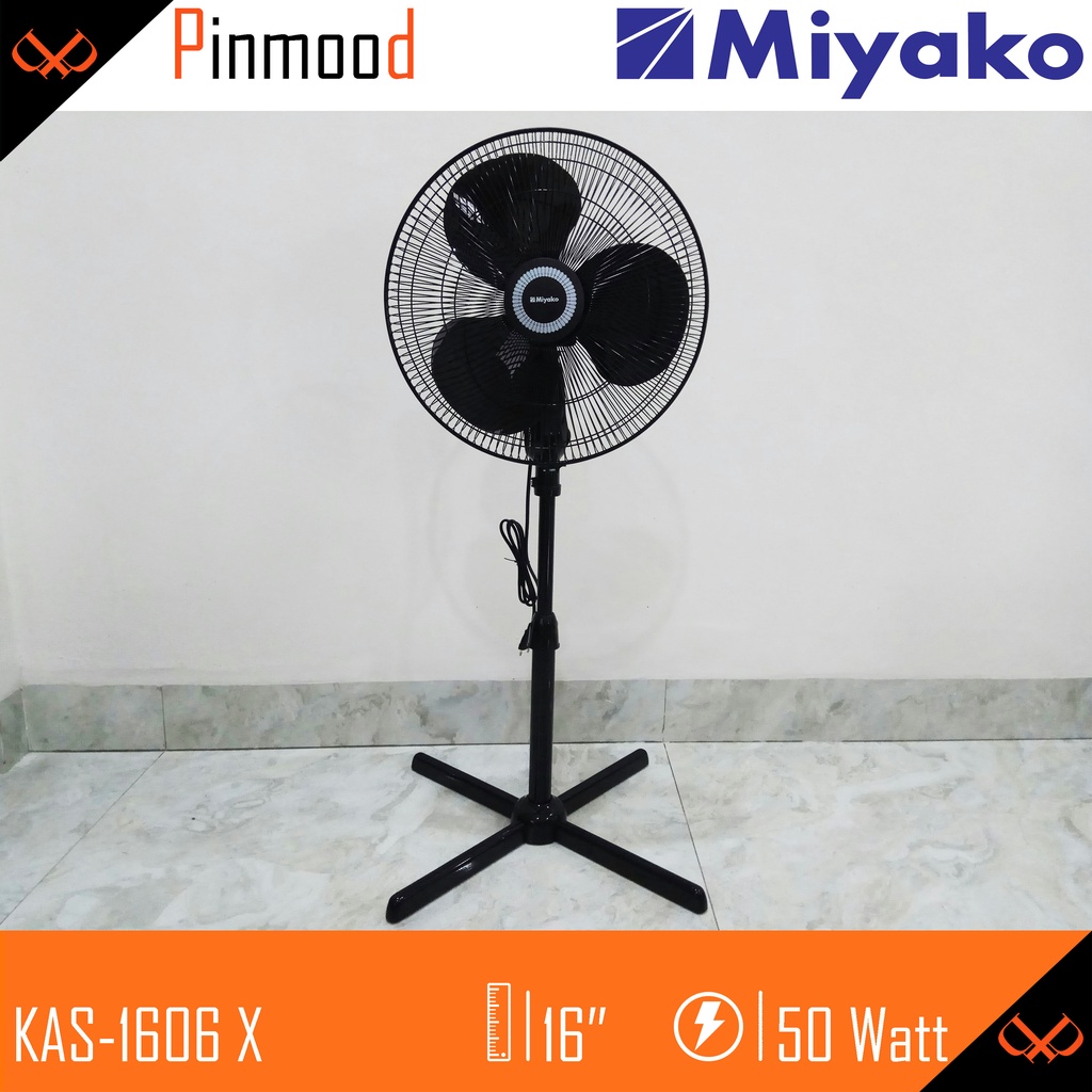 MIYAKO KAS-1606 X STAND FAN / KIPAS BERDIRI 16 INCH STANDFAN ANGIN KENCANG LOW WATT MURAH KAKI SILANG