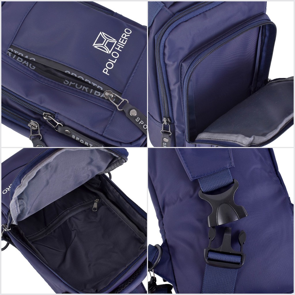 Tas Selempang Polo Hiero 3302 Tas Dada,Tas Slingbag,Ransel Selempang 3IN1 (Free Extension Kabel USB)