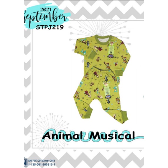 Setelan Anak Bayi RIDGES Panjang Motif Dino Parasut S,M,L,XL Piyama Bayi Lengan PANJANG