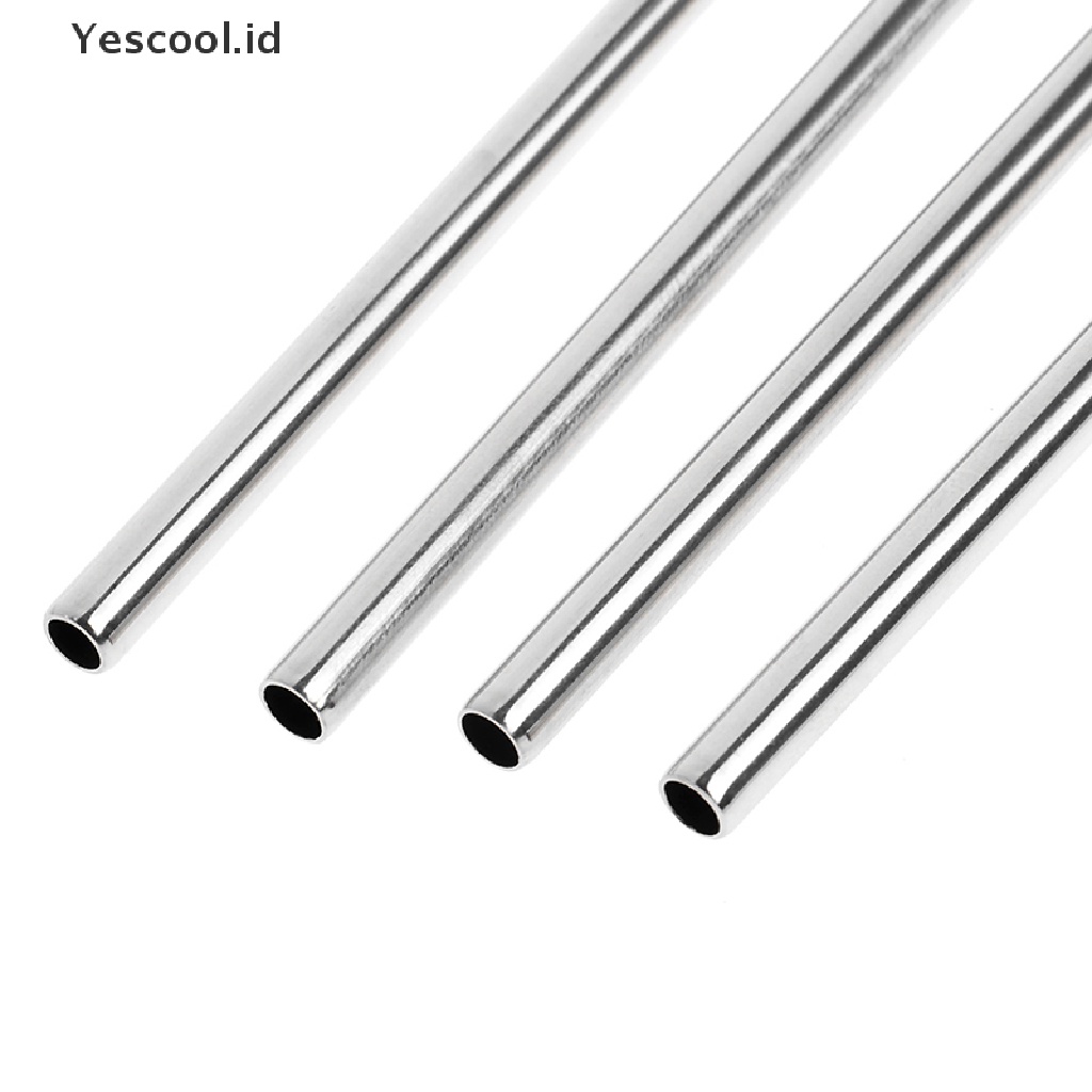 4 Pcs Sedotan Minum Bahan Stainless steel metal Dengan 1 Sikat Pembersih