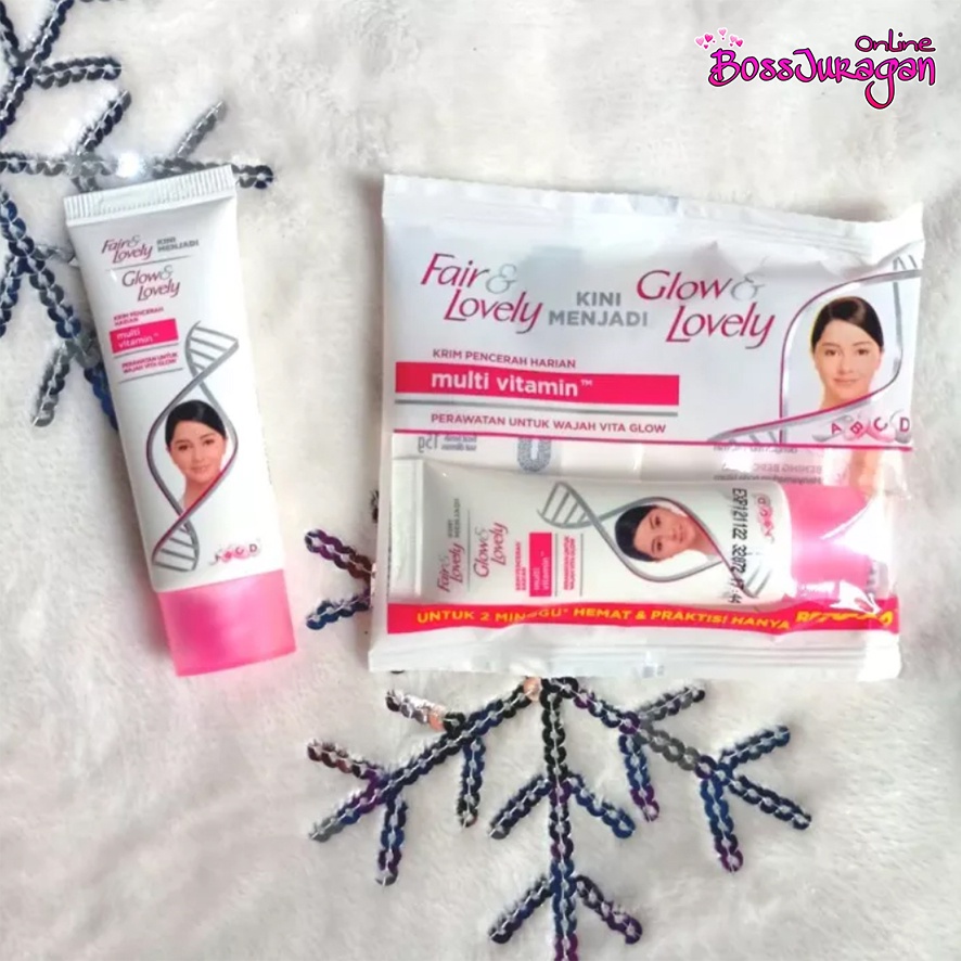 (BOSS) (15gr Sachet Tube) Fair & Lovely - Glow & Lovely Cream Multivitamin - Krim Pencerah Wajah 15g