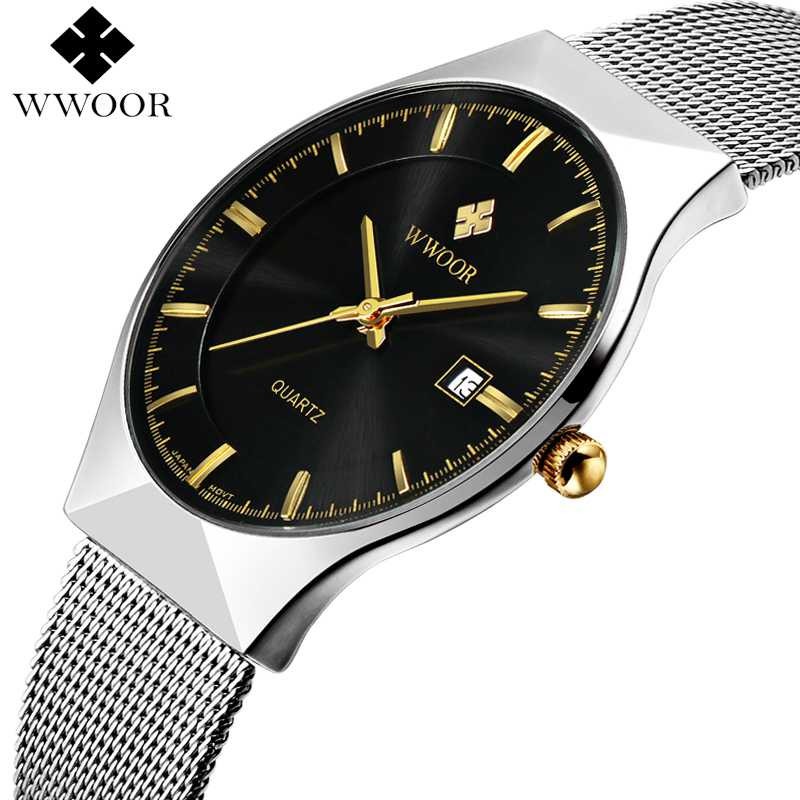 Baru WWOR Jam Tangan Analog Pria - 8016 - Silver Black