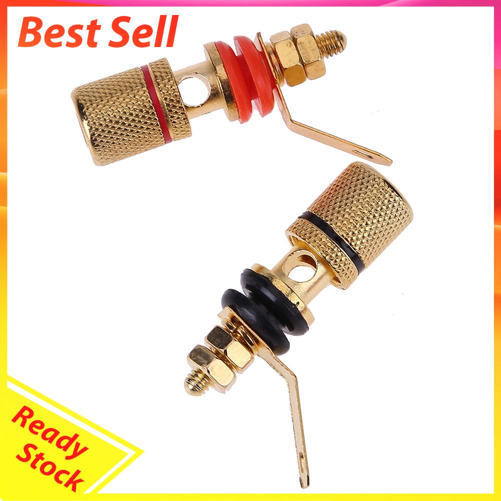 2pcs Terminal Binding Post Speaker Lapis Emas Ukuran 4mm Untuk Banana Plug