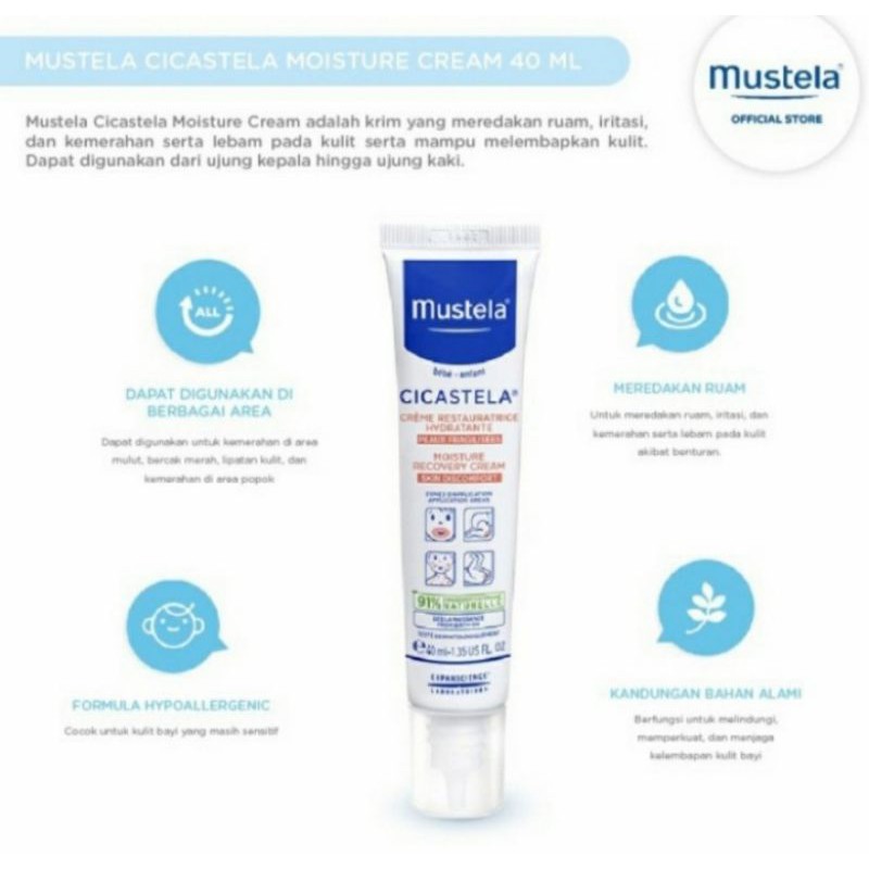 MUSTELA Cicastela Moisturizing Repair Cream 40ml Krim Ruam Iritasi