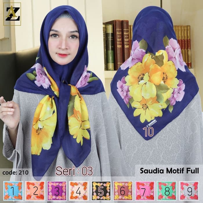Jilbab Segi Empat Saudia Voal Motif by AZARA - seri : 03
