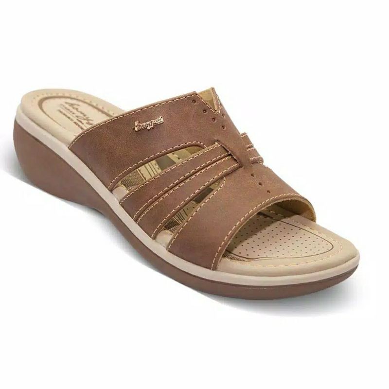 Homyped linzy n56 sandal wedges wanita coklat