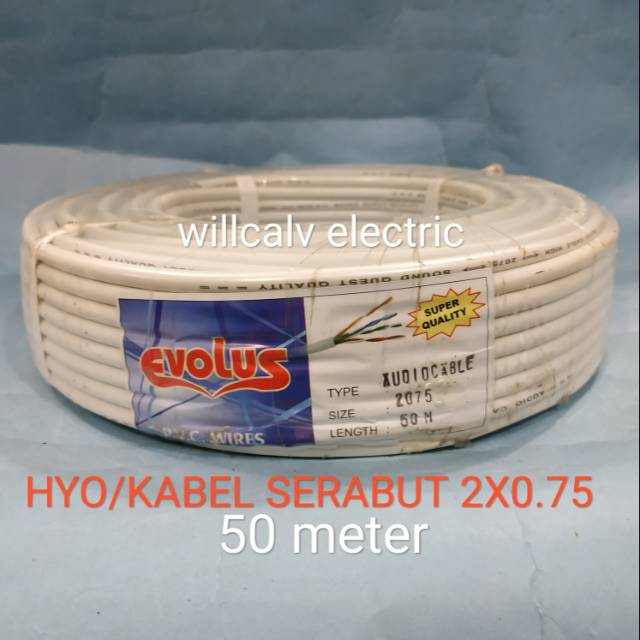 KABEL ISI 2 SERABUT HYO 2X0.75 PUTIH KABEL SERABUT ISI 2