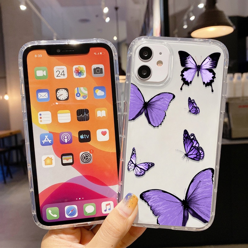 REALME Case Motif Kupu-Kupu Ungu Untuk OPPO A74 A54 A94 A93 A57 A59 A8 A83 A9 F1S A39 A15 A15S A53 A32 A33 A35 A16 A16S A54S A52 A7 2020 A1k A52 A92