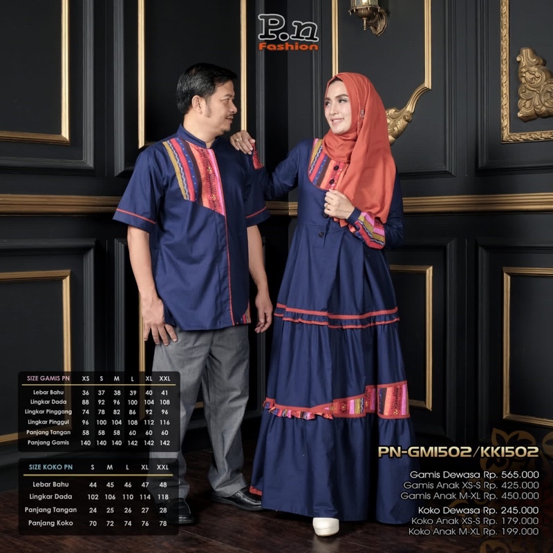Pn Fashion -Sarimbit GM 1502 /KK 1502 -Sarimbit Navy-Busana Muslima