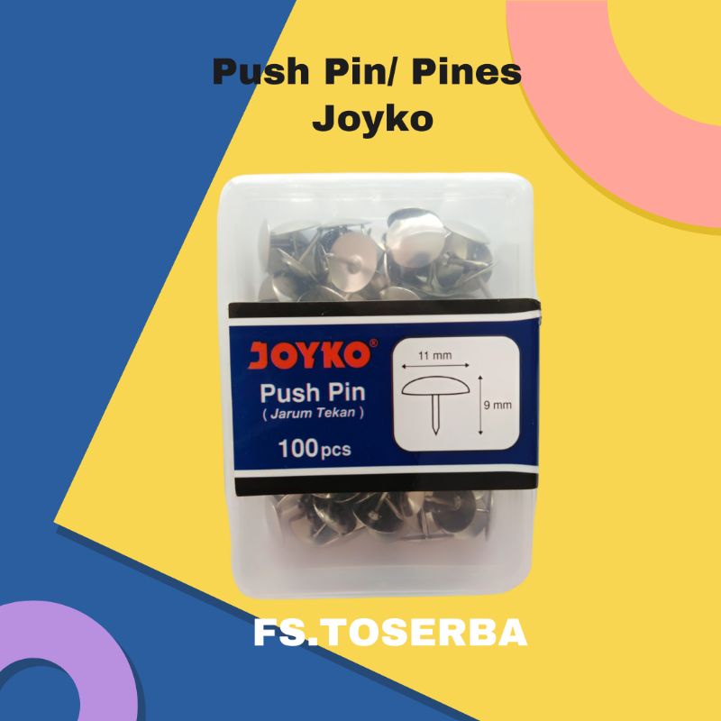 

Thumb Tacks/ Pines/ Paku Payung/ Push Pin/ Jarum Tekan Joyko 1 Box 100 Pcs