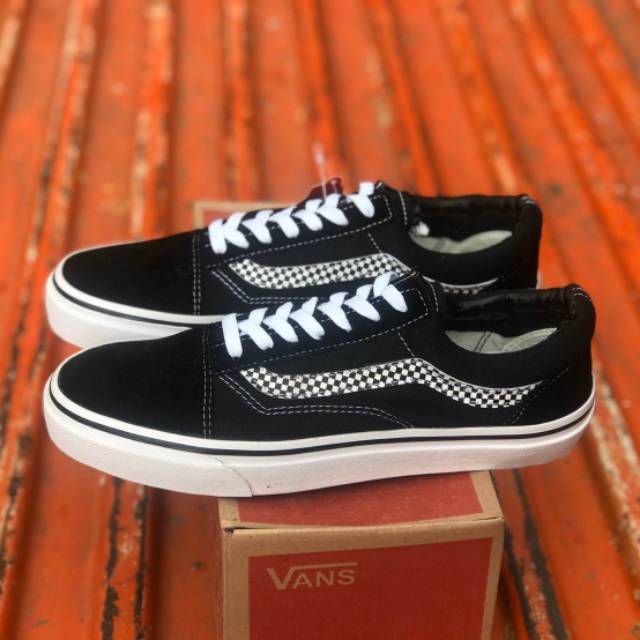 SEPATU43 VANS OLDSKOOL SIDE STRIPES FULL BLACK HITAM COKLAT ERA SK8