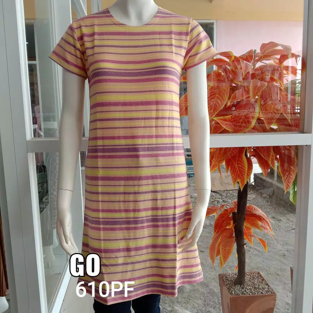 BB LEMONE DRESS/DASTER Wanita Casual Salur Lengan Pendek