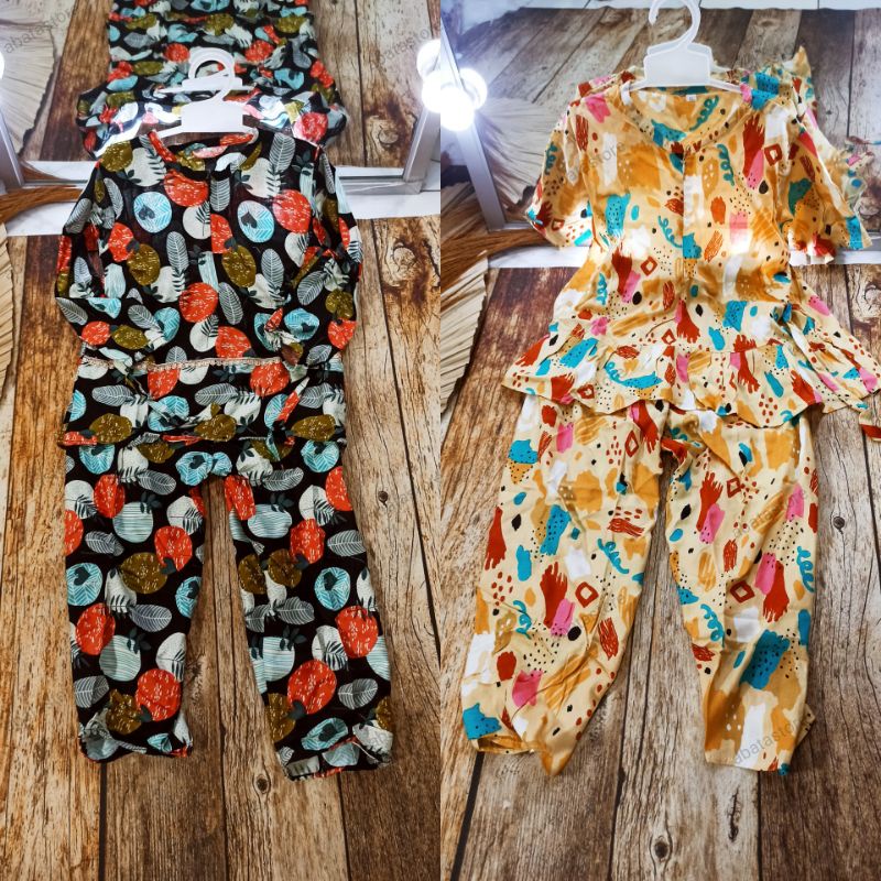 Setelan/ One set rayon anak perempuan usia 4-8tahun / baju harian