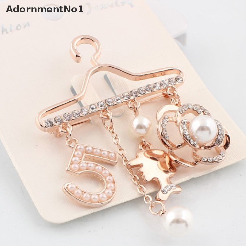 (AdornmentNo1) 1 Pc Gantungan Baju Mini Model Bunga Rose Gold + Mutiara + Berlian Imitasi DIY