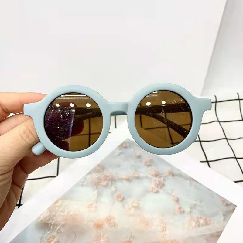 Kacamata Hitam Bingkai Bulat Anti Ultraviolet Anak/Laki-Laki Perempuan Fashion Import-Biru