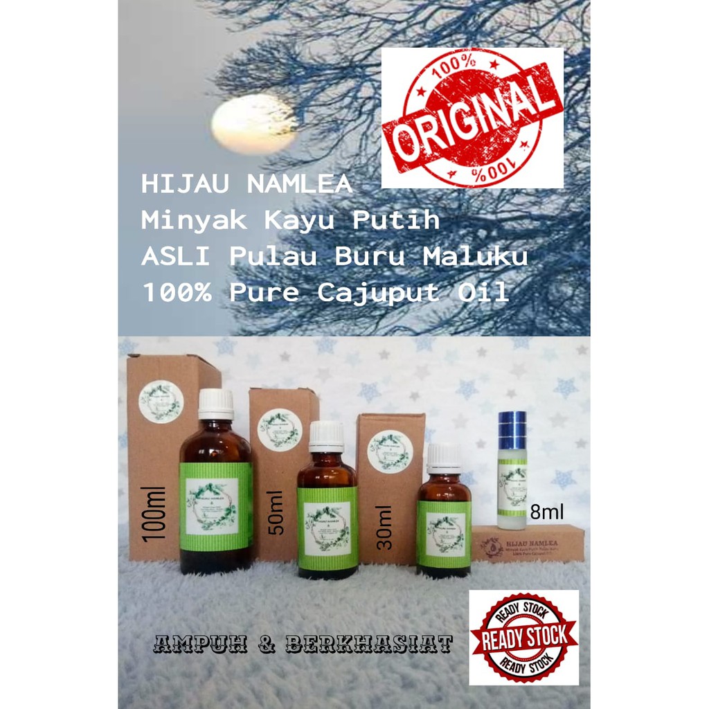 Minyak Kayu Putih Hijau Namlea Asli Pulau Buru Ambon Maluku Pure Cajuput Oil 100% tanpa Campuran 8Ml