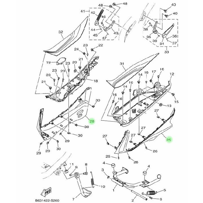MOLE SIDE SET KIRI KANAN AEROX 155 ASLI ORIGINAL YAMAHA