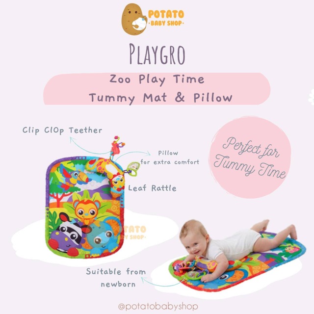 Playgro Zoo Play Time Tummy Mat &amp; Pillow