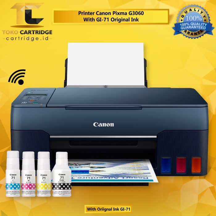 Printer Canon PIXMA Ink Efficient G3060 G 3060 Print Scan Copy Wireless Tinta Canon GI71 GI-71 GI 71