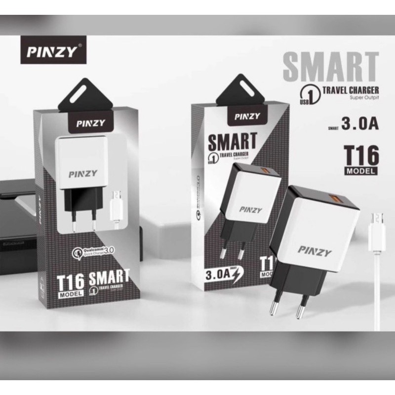 Original PINZY Charger T16 Series Support Fast Charging + kabel Micro - Charger T16