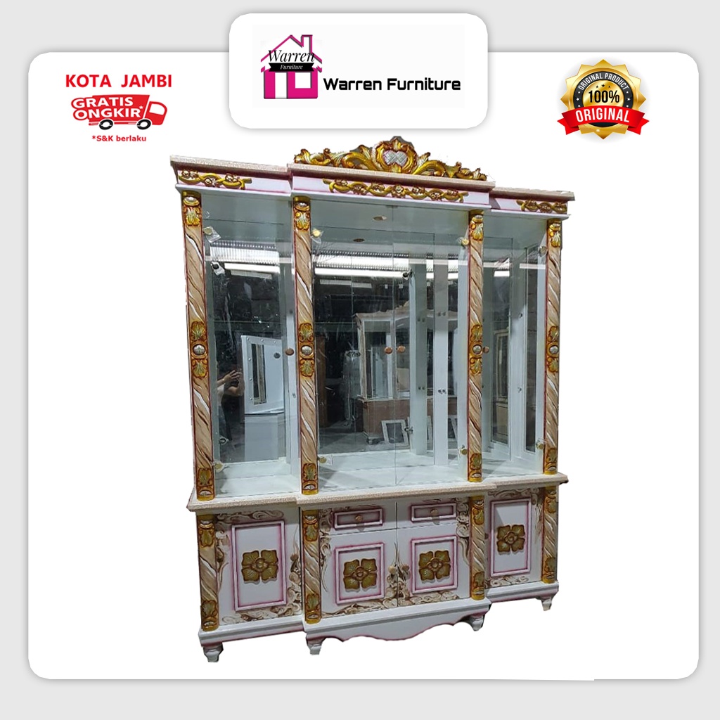 Lemari pajangan crystal 4 pintu / Bufet pajangan kristal 4 pintu