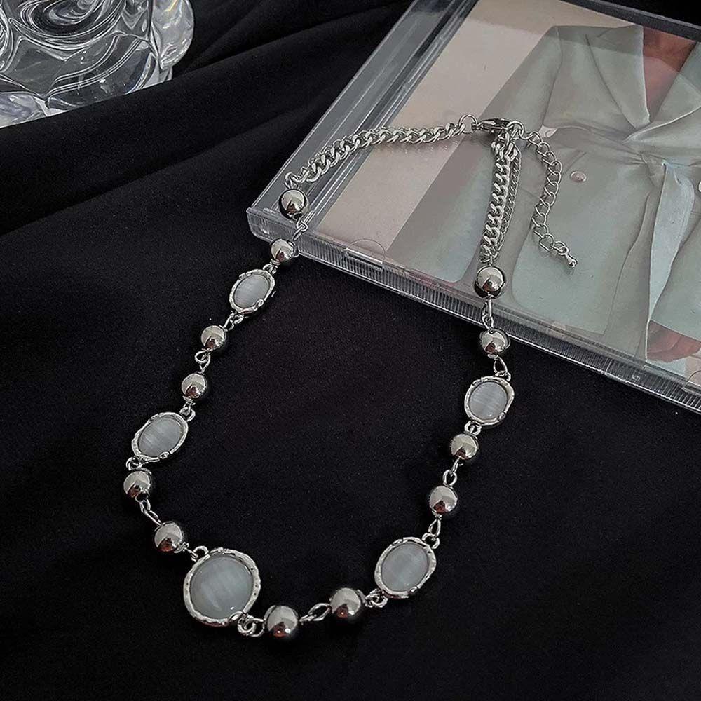 Mxbeauty Wanita Kalung Elegan Ringan Mewah Hadiah Manik Bulat Perempuan Alloy Rantai Klavikula