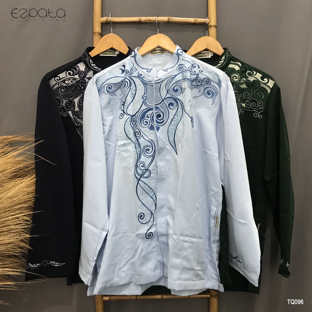 Baju Muslim Taqwa Koko Mahabbah Pria Dewasa Lengan Panjang Ukuran M, L, XL Bahan Katun Adem Motif Bordir