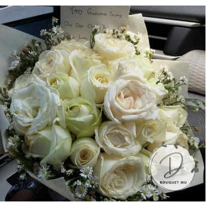 Buket Bunga Asli Bouquet Bunga Mawar Asli 20 Tangkai Putih Buket Tangan Valentine Lamaran