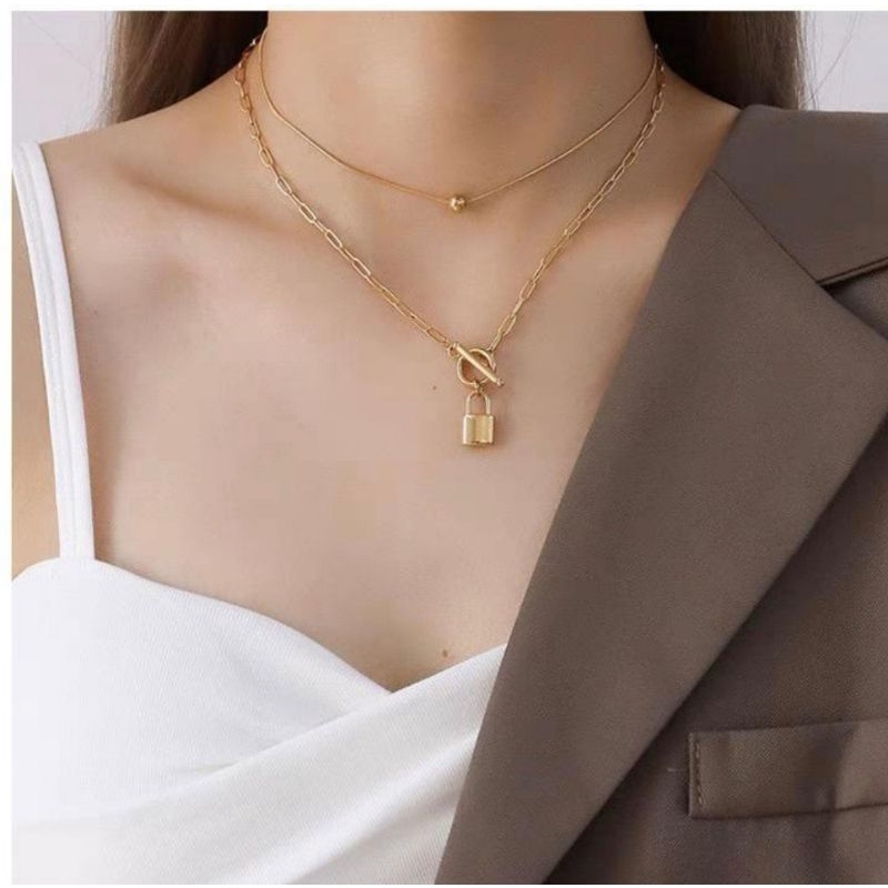 Kalung Titanium H Gembok Premium | Titanium Antikarat Premium