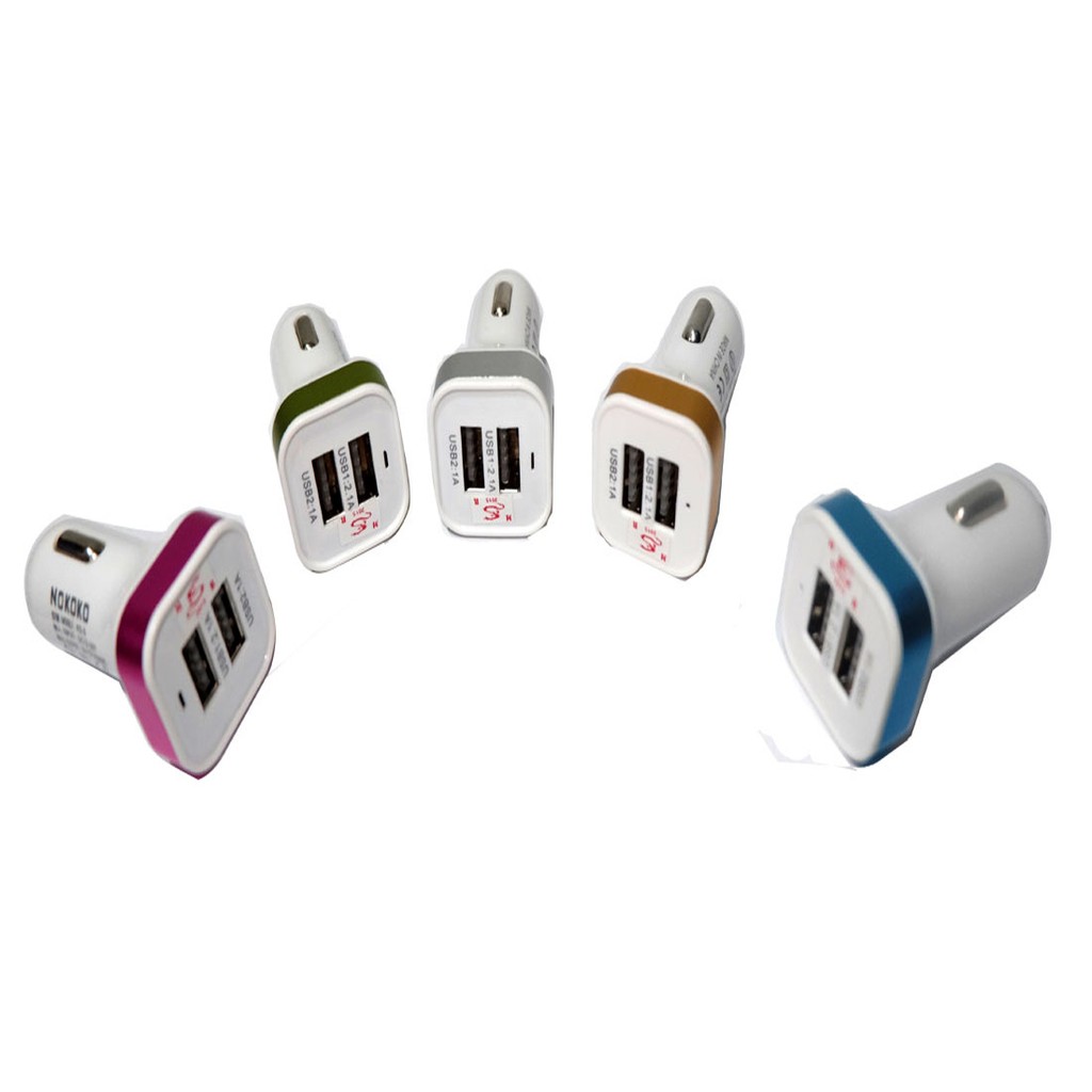 Car Charger 2 USB Charger Mobil 2 Output USB Car Saver HP  - Warna Acak