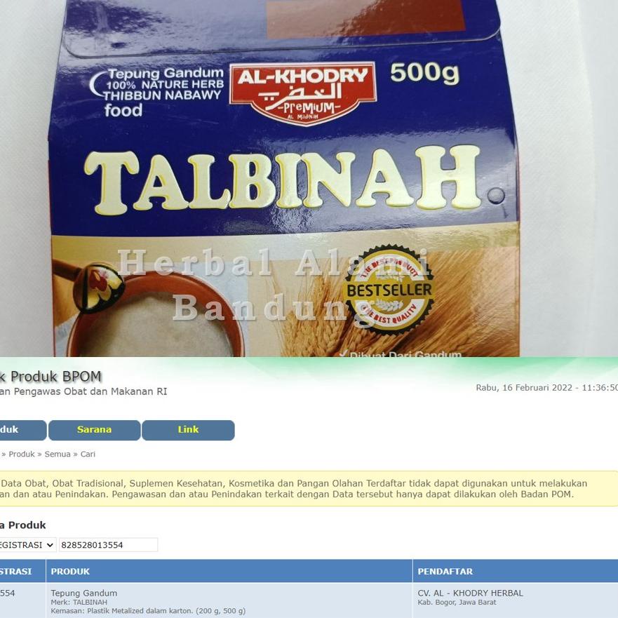 

New Collection--Tepung Gandum TALBINAH AL KHODRY Mengatasi Masalah Lambung Dan Gangguan Perncernaan