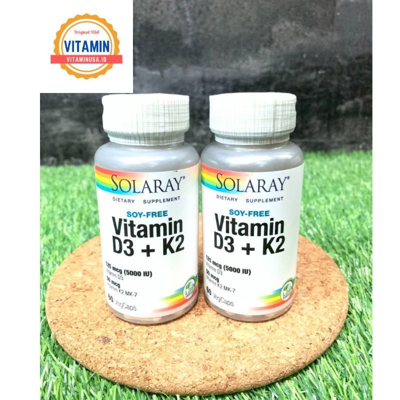 SOLARAY VIT D3 + K2 5000 IU 60 VegCaps