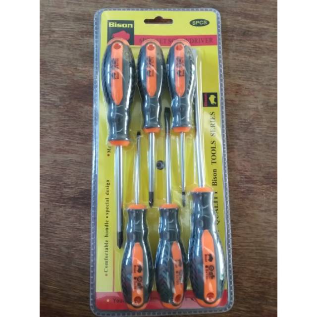 Obeng set bison 6 pcs original