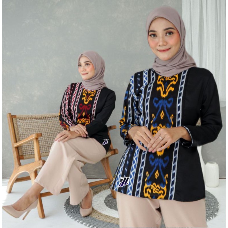 tey-17 Batik wanita ASJ SA HRB026 Kenongo Kemeja Tosca Pendek