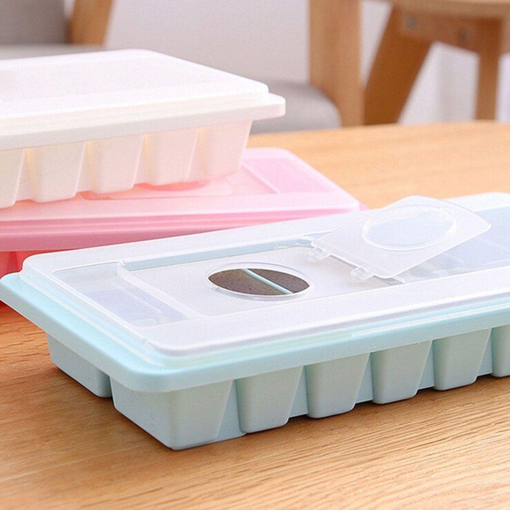 Ice Tray Tutup Plastik Maker Box Jelly Freezer Nanas 16rongga