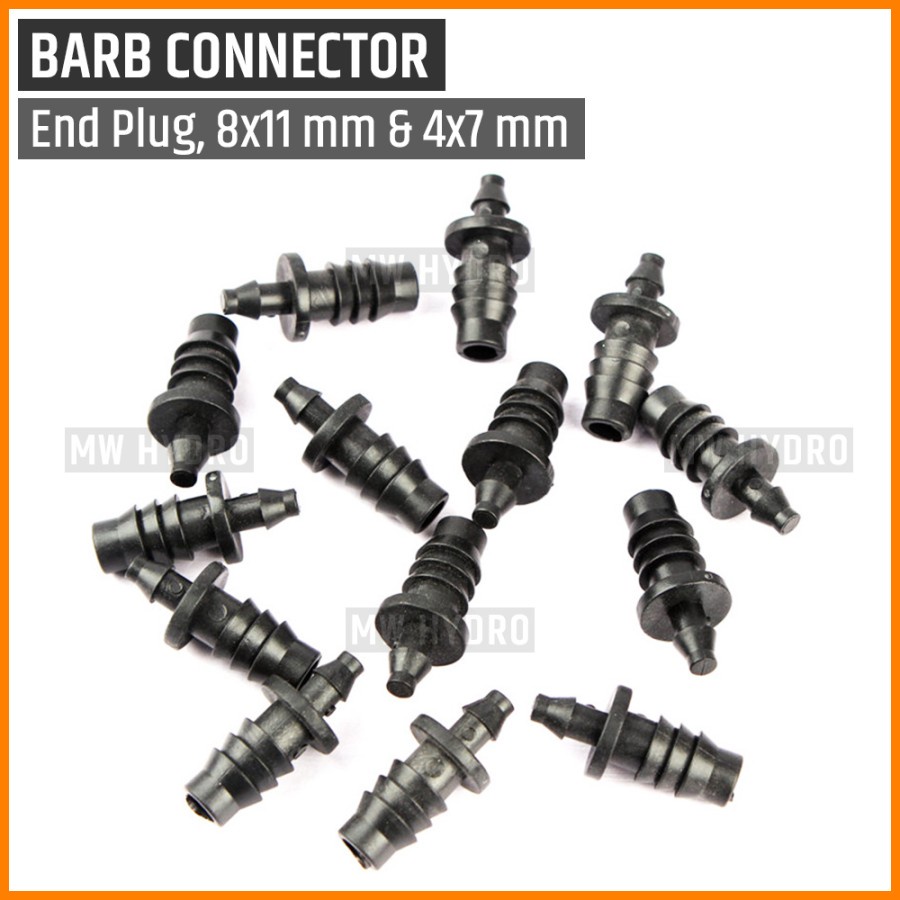 Barb Connector 11 mm - End Line Plug | Konektor Selang Irigasi Hidroponik - Penutup Ujung