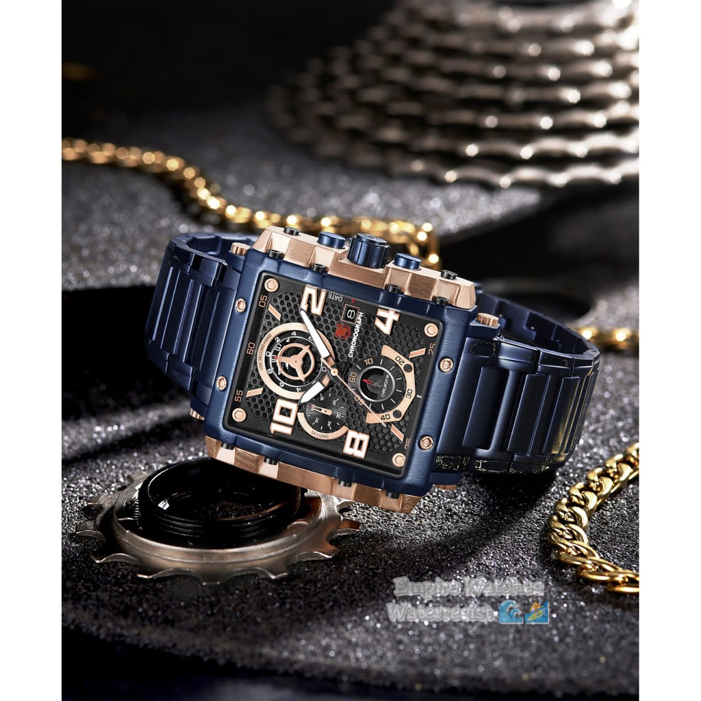 Jam Tangan T5 H3802G H3802 3802 Pria Cowok Analog Chrono dan Tanggal Aktif Rantai Stainless Original