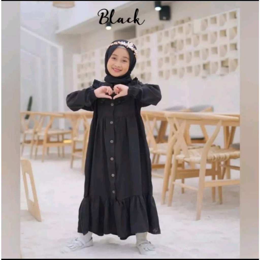 SYAKILA DRESS BAHAN CRINCLE - GAMIS ANAK 3-12 TAHUN - GAUN KEKINIAN