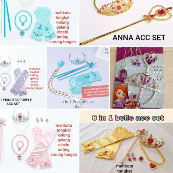 Koleksi Terbaru.. AKSESORIS PRINCESS / ACCESORIES ANAK PEREMPUAN / TONGKAT MAHKOTA GELANG KALUNG ANA