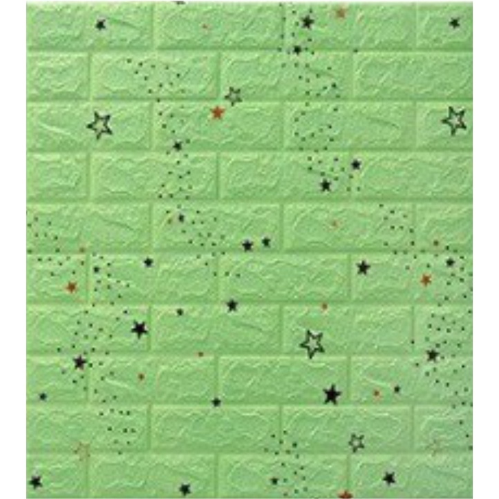 Belikuy COD Wallpaper Dinding Foam 3D Batik Bunga Glitter & Luxury import Murah U96 / U137 / U138 / U139-U139 STAR GREEN
