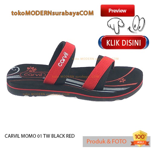 CARVIL MOMO 01 TW BLACK RED sandal anak casual slide