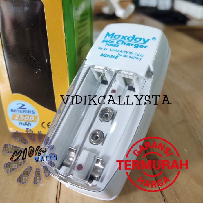 Cas Asli untuk Baterai A2 A3 9V Charger AA AAA 9V maxday 2 slot