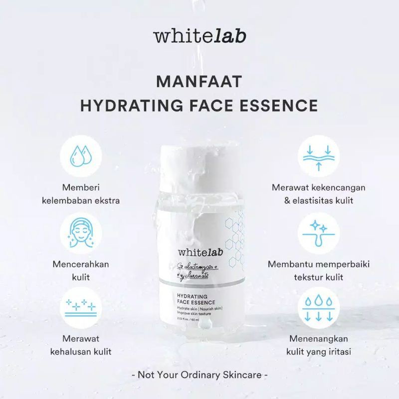 [ORI] Whitelab Hydrating Face Essence 60ml dengan Galactomyces &amp; Hyaluronate Kulit Lembab &amp; Kenyal