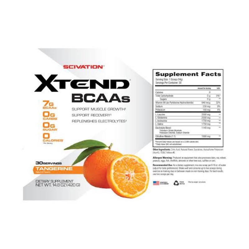 X TEND XTEND BCAA SCIVATION 30 SERVING BCAA POWDER SUPLEMEN FITNES KESEHATAN GYM MAKANAN RECOVERY