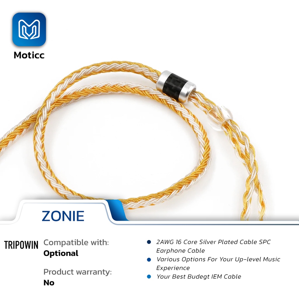 TRIPOWIN ZONIE 16 Core Silver Plated Copper Upgrade Cable Kabel IEM