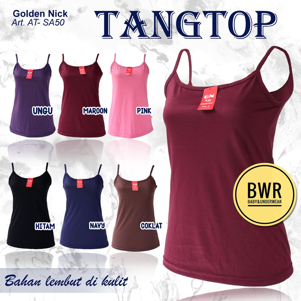 TANGTOP Golden Nick AT- SA50 Tali KECIL | Kaos Tank Top Wanita Singlet Warna KECIL - Bwr