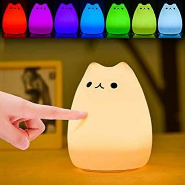 Lampu Tidur LED 7 Warna Model Kucing Lucu